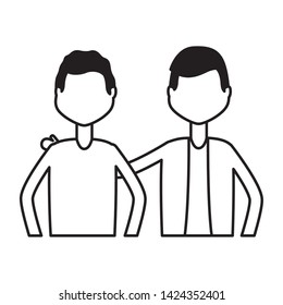 men characters portrait on white background vector illustration