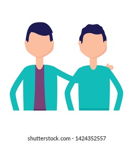 men characters portrait on white background vector illustration