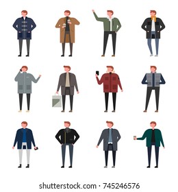 men characters winter fashion vector illustration flat design