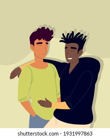 men characters young friends portrait