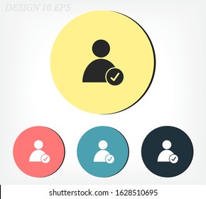 men check mark vector icon. check mark. person with a mark on the side. Vector graphics. human icon with confirmation 10 eps