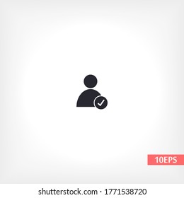 men check mark vector icon. check mark. person with a mark on the side. Vector graphics. human icon with confirmation 10 eps