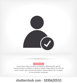men check mark vector icon. check mark. person with a mark on the side. Vector graphics. human icon with confirmation 10 eps