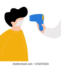 Men check up temperature flat illustration