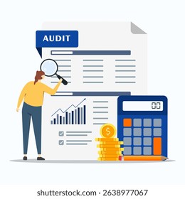 Men checking the financial audit. Concept of accounting report.