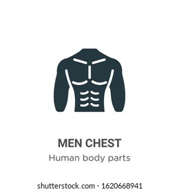 Men chest glyph icon vector on white background. Flat vector men chest icon symbol sign from modern human body parts collection for mobile concept and web apps design.