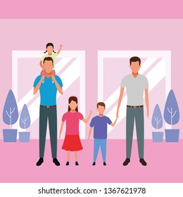 men with children