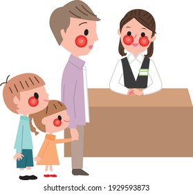 Hombres con niños van a la recepción 