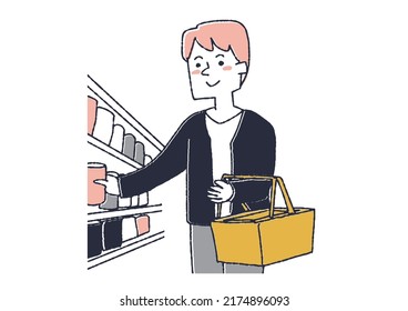 Men choosing products People shopping at supermarkets