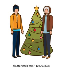 men with christmas tree avatar character