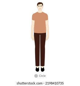 Los hombres rodean el carácter de forma del cuerpo. Esbozo esquemático del vector masculino ilustración aislada 9 tamaño de la cabeza Animación de la figura del Caballero concepto de la vista frontal niño para el dibujo de la moda sobre fondo blanco