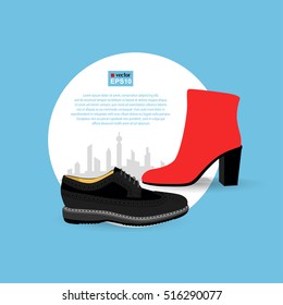 Men classic shoes with women high heel shoes icon