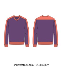 Men Classic V Neck Sweatshirt Template