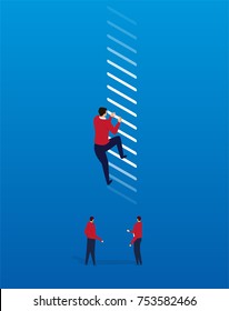 men climb to the highest point