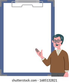 men clipboard suggest advice senior middle age