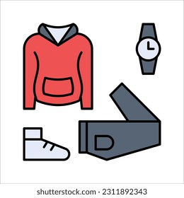 Men clothing and accessories icons set, Vector illustration on white background