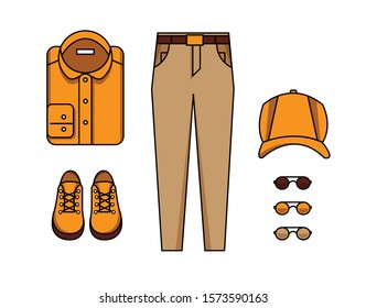Men Clothing Set with Accessories Vector 