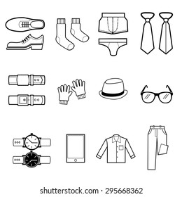 Men Clothing set icons vector