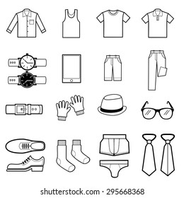 Men Clothing set icons vector