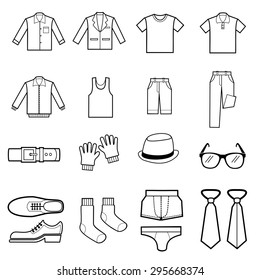 Vector de iconos de conjuntos de ropa masculina