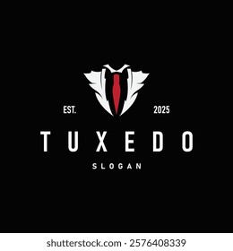 men clothing tuxedo logo design simple minimalist illustration clothing store and tailor brand template