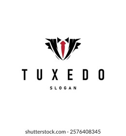 men clothing tuxedo logo design simple minimalist illustration clothing store and tailor brand template