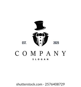 men clothing tuxedo logo design simple minimalist illustration clothing store and tailor brand template