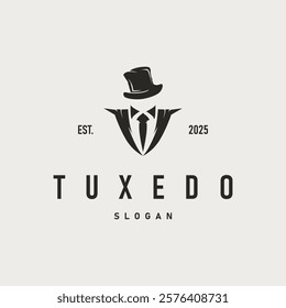 men clothing tuxedo logo design simple minimalist illustration clothing store and tailor brand template