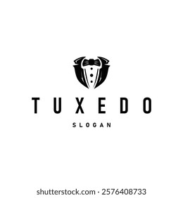 men clothing tuxedo logo design simple minimalist illustration clothing store and tailor brand template