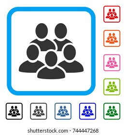 Men Collective icon. Flat gray iconic symbol in a blue rounded rectangle. Black, gray, green, blue, red, orange color versions of Men Collective vector. Designed for web and app user interface.