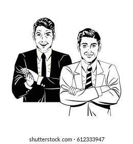 men comic style black and white