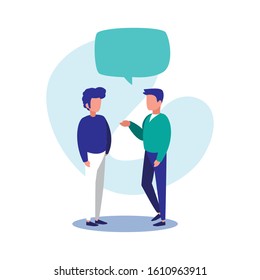 men with communication bubble design, Message discussion conversation talk and technology Vector illustration