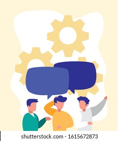 Men with communication bubbles design, Message discussion conversation talk and technology Vector illustration