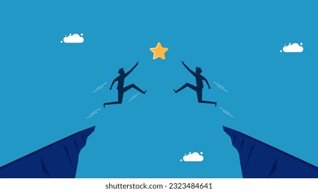men compete for star. race for success