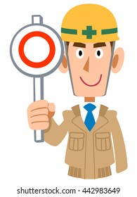 Men of construction site has a tag of the correct answer