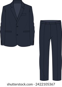 MEN CORPORATE WEAR BLAZER AND PANT TWO PIECE SET VECTOR ILLUSTRATION