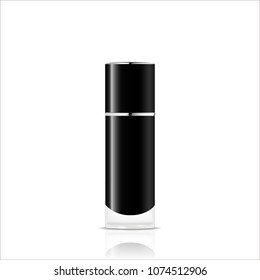 Men cosmetic packaging design. Black cream or washing gel tube with protecting light stream. 3d realistic vector illustration. Cosmetics mockup for branding. Men beauty product.