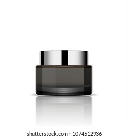 Men cosmetic packaging design. Black cream or washing gel tube with protecting light stream. 3d realistic vector illustration. Cosmetics mockup for branding. Men beauty product.