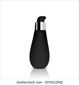 Men cosmetic packaging design. Black cream or washing gel tube with protecting light stream. 3d realistic vector illustration. Cosmetics mockup for branding. Men beauty product.