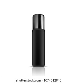 Men cosmetic packaging design. Black cream or washing gel tube with protecting light stream. 3d realistic vector illustration. Cosmetics mockup for branding. Men beauty product.