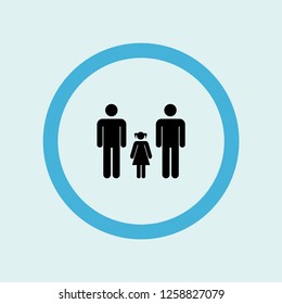 men couple with a daughter familiar group icon symbol. Premium quality isolated men couple with a daughter familiar group vector icon in trendy style.