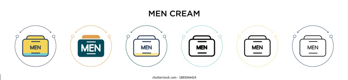 Men cream icon in filled, thin line, outline and stroke style. Vector illustration of two colored and black men cream vector icons designs can be used for mobile, ui, web