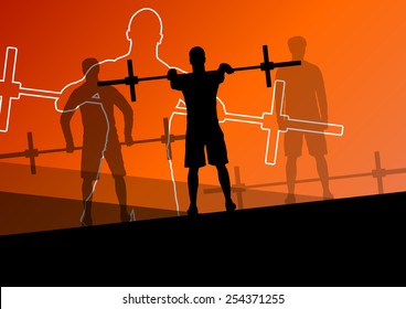 Men crossfit weight lifting sport silhouettes abstract background illustration vector