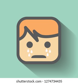 men cry icon. men face vector
