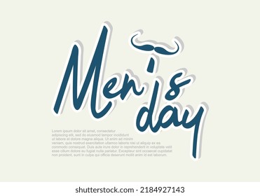 Men day background banner poster with moustache on white color.