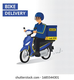 Men Delivery, Vector cartoon illustration perspective view