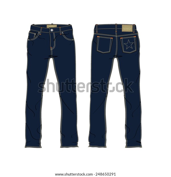 Men Denim Jeans Vector Template Stock Vector (Royalty Free) 248650291