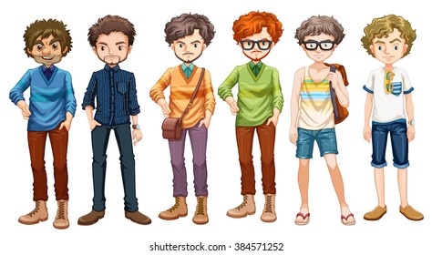 Men in different clothes design illustration