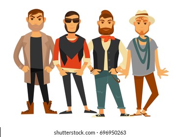 Men different clothes man fashion models casual clothing vector flat isolated icons