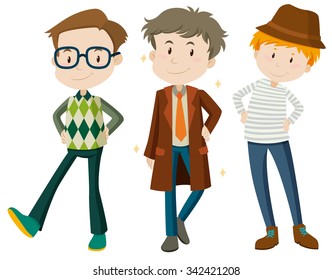 Men in different poses illustration